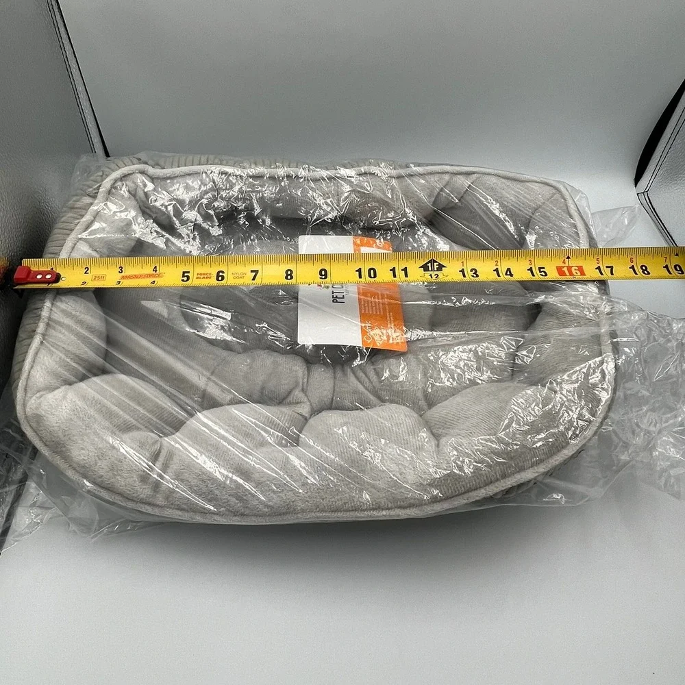 Pet Craft Supply Co Cat Bed Small Grey New 1pc Corduroy Bolster Plush Fleece